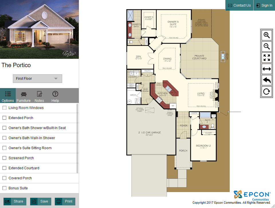 Epcon Communities | Portico Model Interactive Floor Plan - Thumbnail