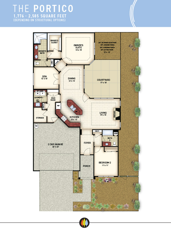 NewStyleCommunities | Portico Model - Floorplan Image